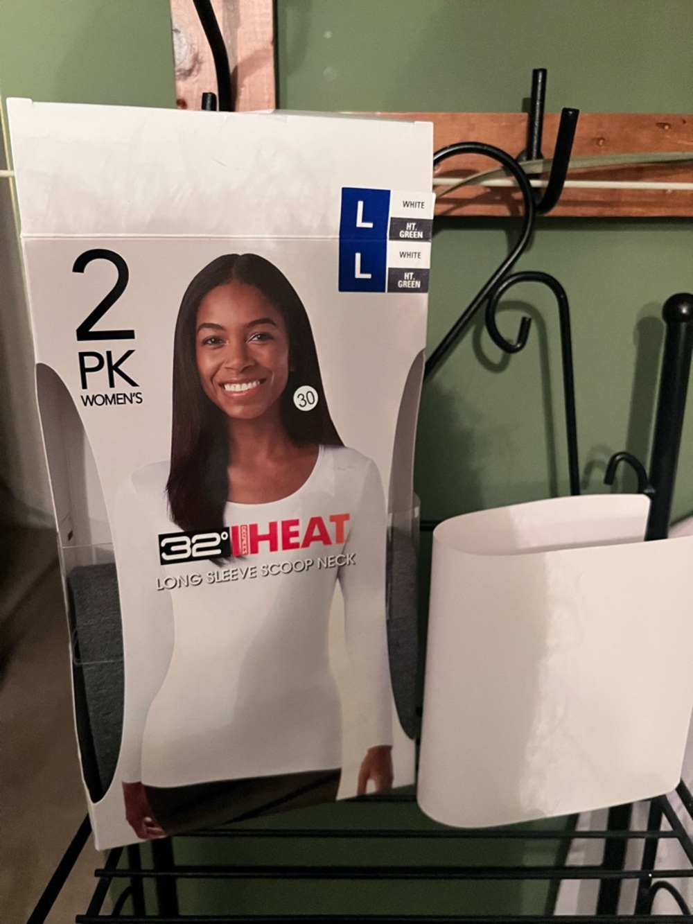 32 Degrees Heat Women's Long Sleeve Scoop Neck Tee in White (2-Pack)